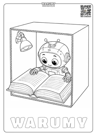 Vorschau des Ausmalbildes Warumy und das Buch